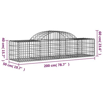 vidaXL Cestas de gaviones 12 uds forma de arco hierro 200x50x40/60 cm