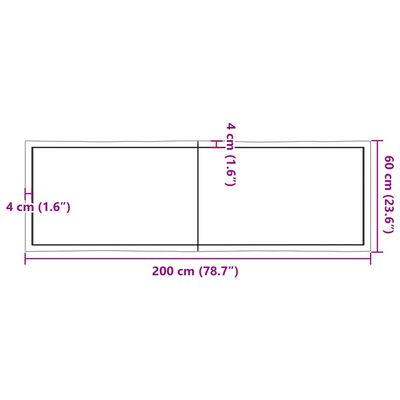 vidaXL Tablero de mesa madera maciza borde natural 200x60x(2-4) cm