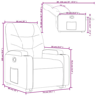 vidaXL Sillón reclinable elevable cuero artificial negro