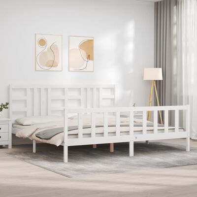 vidaXL Estructura de cama con cabecero madera maciza blanco 200x200 cm