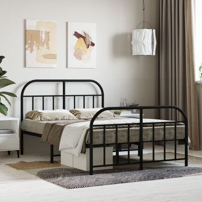 vidaXL Estructura cama sin colchón con estribo metal negro 120x190 cm