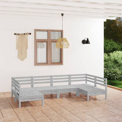 vidaXL Juego de muebles de jardín 6 piezas madera maciza pino blanco