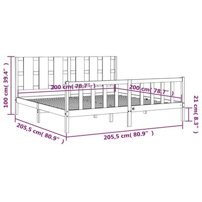 vidaXL Estructura de cama con cabecero madera maciza blanco 200x200 cm