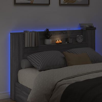 vidaXL Cabecero de cama con luz LED gris Sonoma 160x16,5x103,5 cm