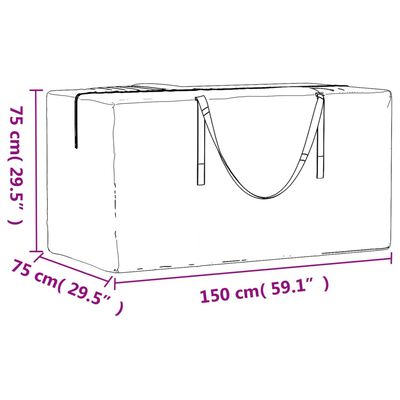 vidaXL Bolsa para cojines de jardín polietileno negro 150x75x75 cm