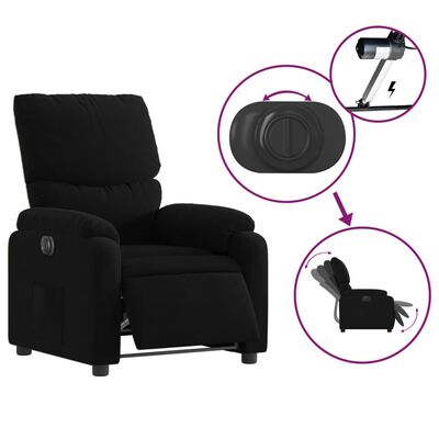 vidaXL Sillón reclinable eléctrico de tela negro