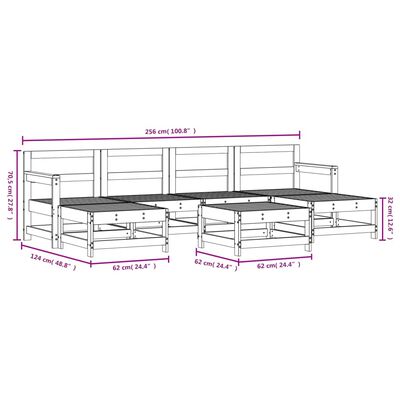 vidaXL Juego de muebles de jardín 7 pzas madera de pino impregnada