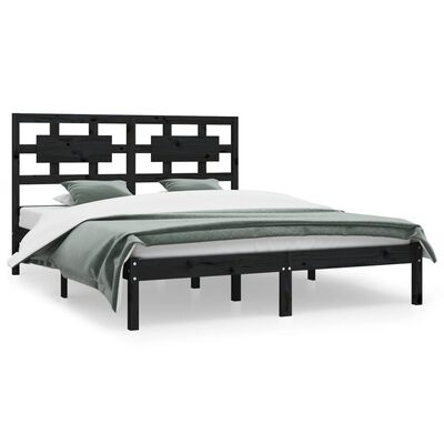 vidaXL Estructura de cama de madera maciza de pino negra 200x200 cm