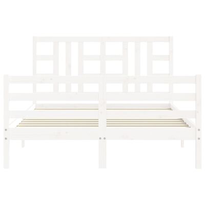 vidaXL Estructura de cama con cabecero madera maciza blanco 140x200 cm