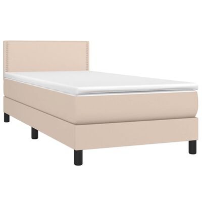 vidaXL Cama box spring con colchón cuero sintético capuchino 100x200cm