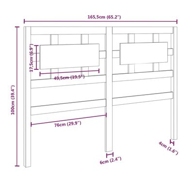 vidaXL Cabecero de cama madera maciza de pino 165,5x4x100 cm