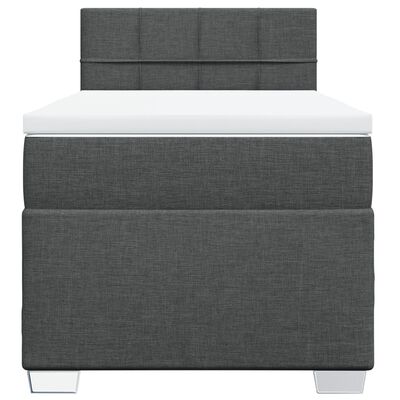 vidaXL Cama box spring con colchón tela gris oscuro 100x200 cm