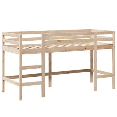 vidaXL Cama alta con escalera y techo madera maciza de pino 80x200 cm