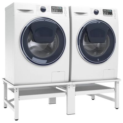 vidaXL Pedestal doble lavadora secadora con estantes blanco | vidaXL.es