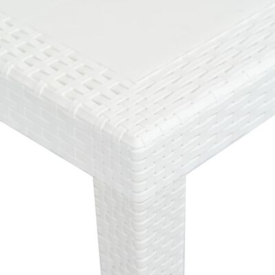 vidaXL Mesa de jardín aspecto de ratán plástico blanca 220x90x72 cm