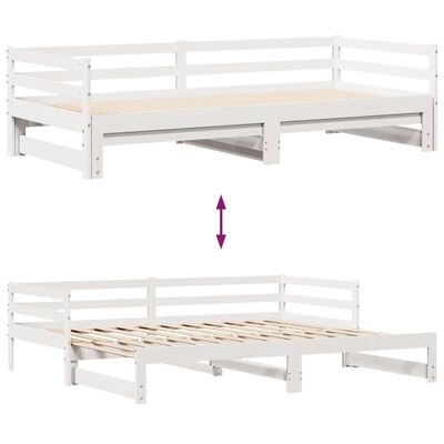 vidaXL Sofá cama nido con cajones madera maciza pino blanca 90x190 cm