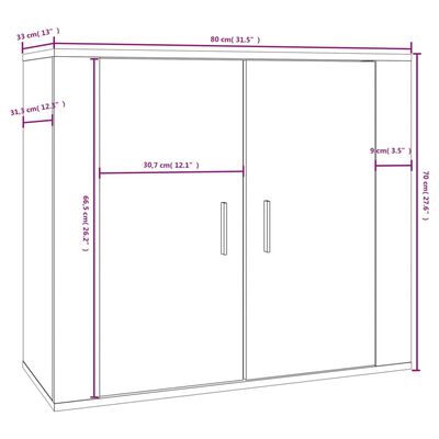 vidaXL Aparador madera contrachapada color roble Sonoma 80x33x70 cm