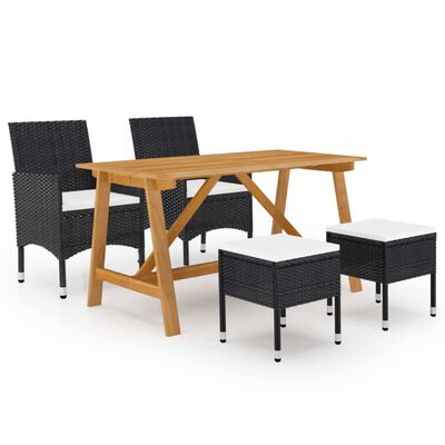 vidaXL Juego de comedor de jardín de 5 piezas negro