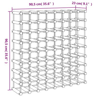 vidaXL Botellero para 72 botellas madera maciza pino 90,5x23x90,5 cm