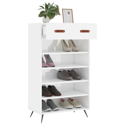 vidaXL Mueble zapatero madera contrachapada blanco brillo 60x35x105 cm