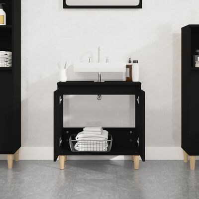 vidaXL Armario para lavabo madera contrachapada negro 58x33x60 cm