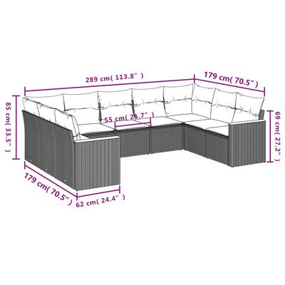 vidaXL Set de sofás de jardín 8 piezas y cojines ratán sintético negro