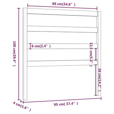 vidaXL Cabecero de cama madera maciza pino marrón miel 95x4x100 cm