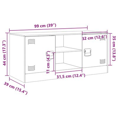 vidaXL Mueble de TV de acero verde oliva 99x39x44 cm