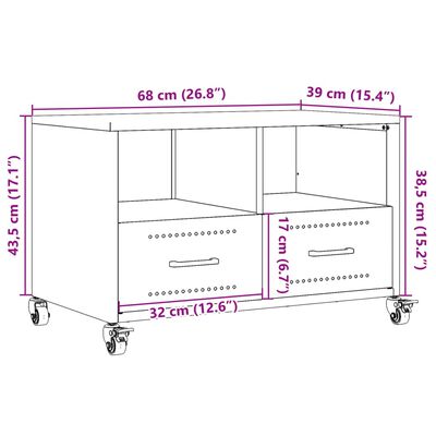 vidaXL Mueble de TV acero rosa 68x39x43,5 cm