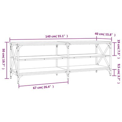 vidaXL Mueble para TV madera contrachapada marrón roble 140x40x50 cm