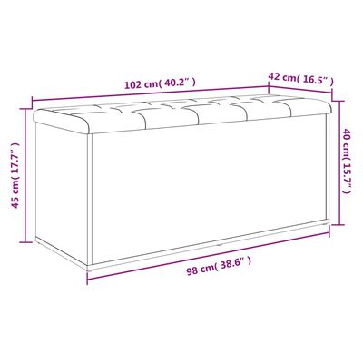 vidaXL Banco con almacenaje madera ingeniería roble marrón 102x42x45cm