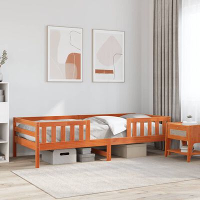 vidaXL Cama sin colchón madera maciza de pino marrón cera 100x200 cm