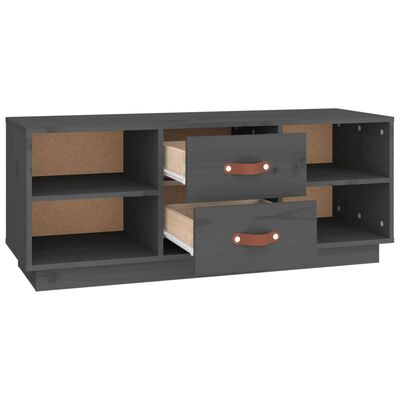 vidaXL Mueble de TV de madera maciza de pino gris 100x34x40 cm