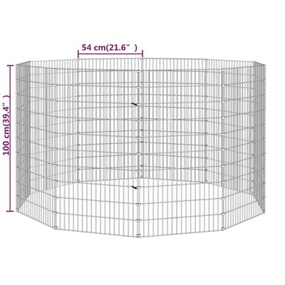 vidaXL Recinto animales corral 10 paneles hierro galvanizado 54x100 cm