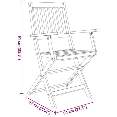 vidaXL Set comedor de jardín plegable 7 pzas madera maciza de acacia