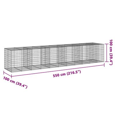 vidaXL Cesta de gaviones con cubierta hierro galvanizado 550x100x100cm