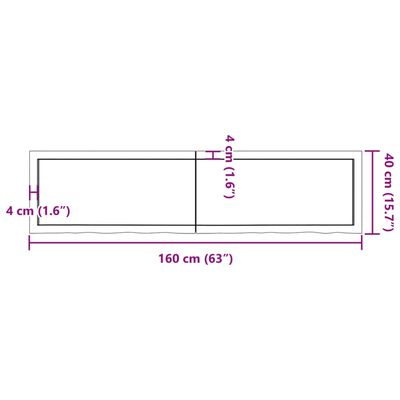 vidaXL Encimera de baño madera tratada marrón oscuro 160x40x(2-4) cm