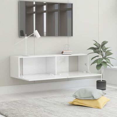 vidaXL Mueble TV madera contrachapada blanco brillante 120x30x30 cm