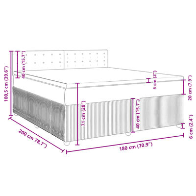 vidaXL Cama box spring con colchón tela azul 180x200 cm