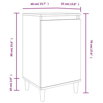 vidaXL Mesitas noche 2 uds madera contrachapada roble humo 40x35x70 cm