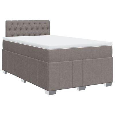 vidaXL Cama box spring con colchón tela gris taupe 120x200 cm