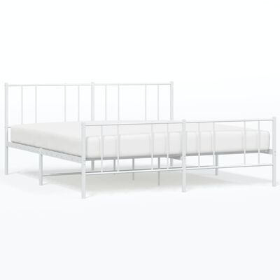 vidaXL Estructura cama sin colchón con estribo metal blanco 193x203 cm