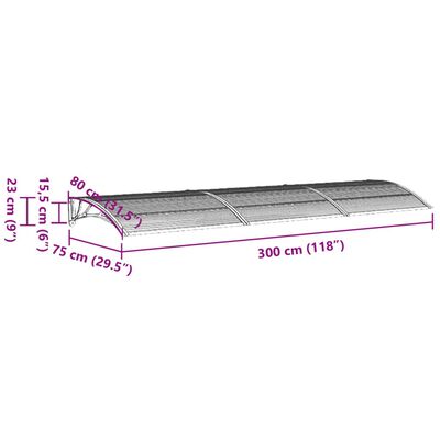 vidaXL Marquesina de puerta policarbonato gris 300x75 cm