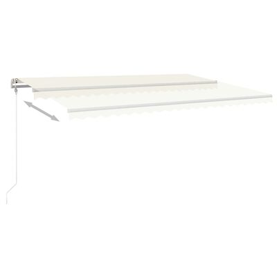 vidaXL Toldo retráctil manual con luz LED crema 5x3 m