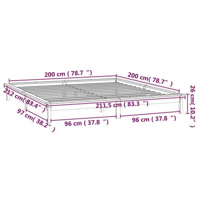 vidaXL Estructura de cama con LED madera maciza marrón miel 200x200 cm