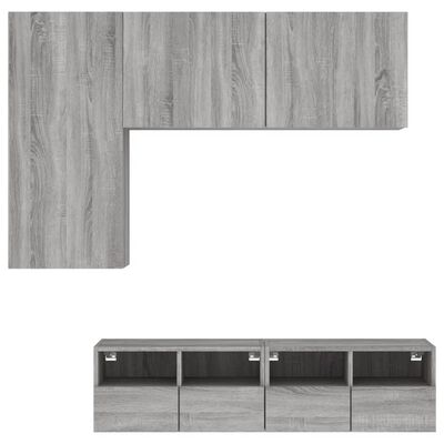 vidaXL Muebles de TV de pared 4 pzas madera de ingeniería gris Sonoma