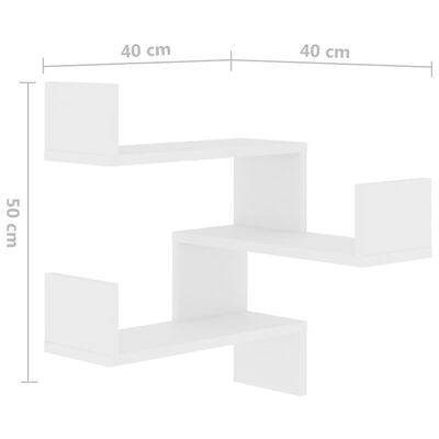 vidaXL Estantes de esquina pared 2 uds madera contrachapada 40x40x50cm