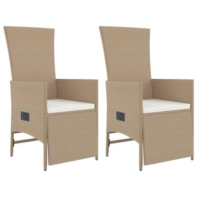 vidaXL Set comedor de jardín 3 pzas con cojines ratán sintético beige