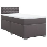 vidaXL Cama box spring con colchón cuero sintético gris 90x190 cm