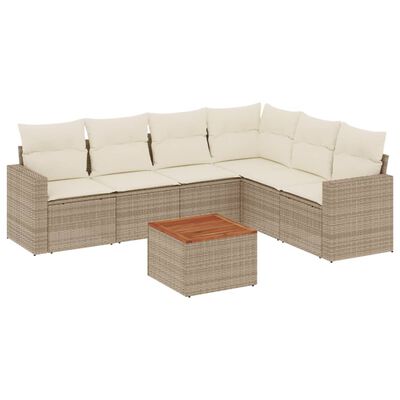 vidaXL Set sofás de jardín 7 piezas y cojines ratán sintético beige